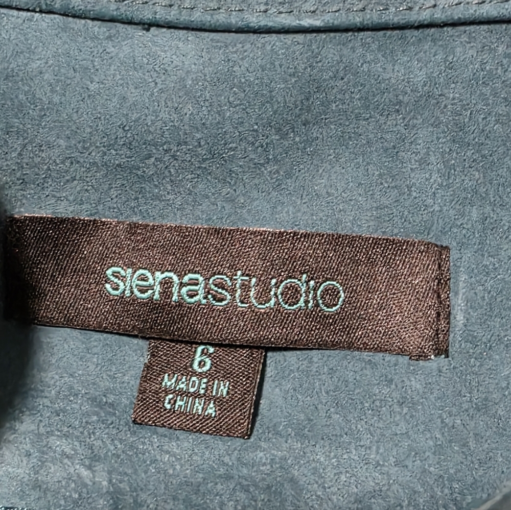 SienastudioTeal Suede Leather Women's Jacket Size 6 - Picture 8 of 11